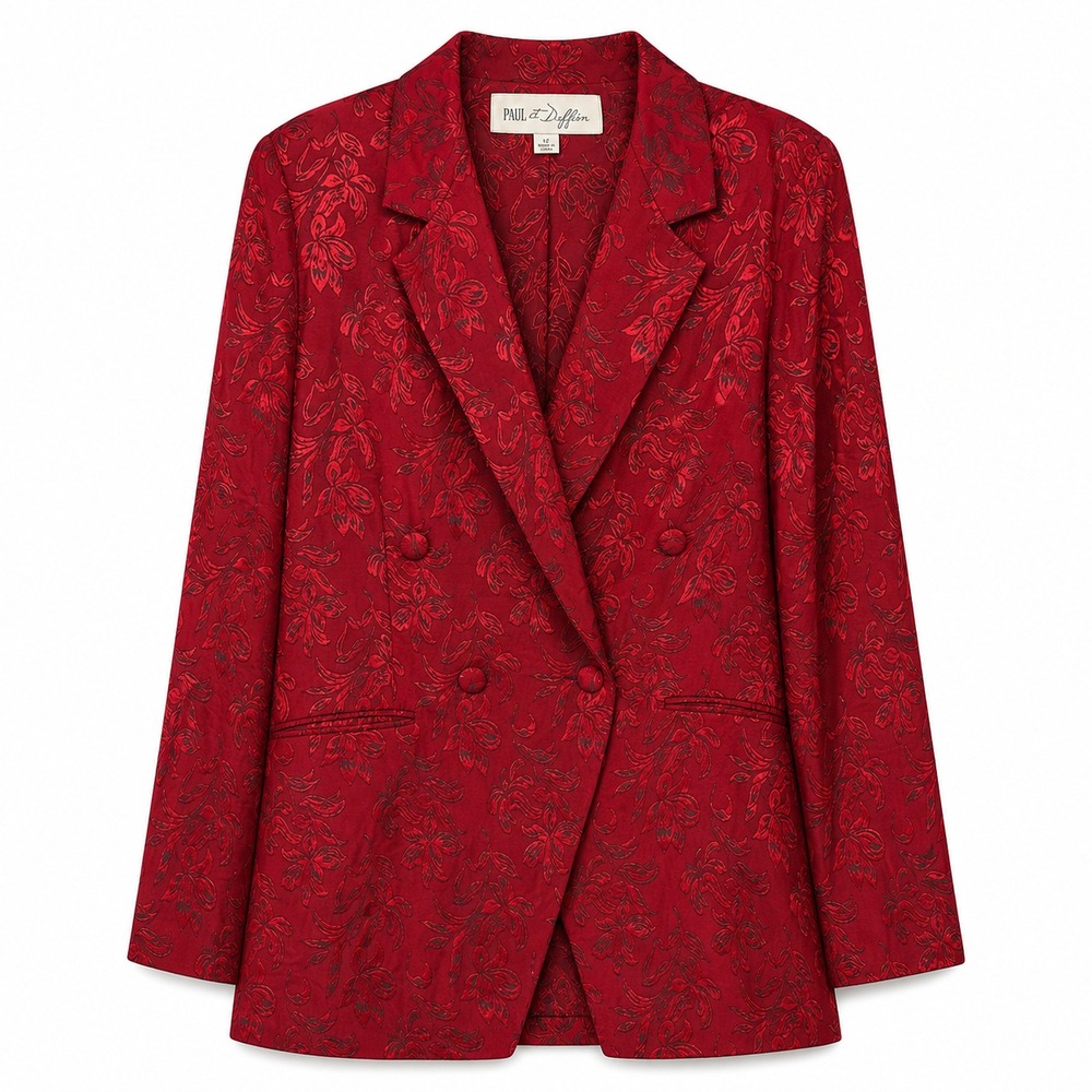 Vintage Paul et Duffier Old Money Jacquard Blazer Womens Size 12 Retro Elegance